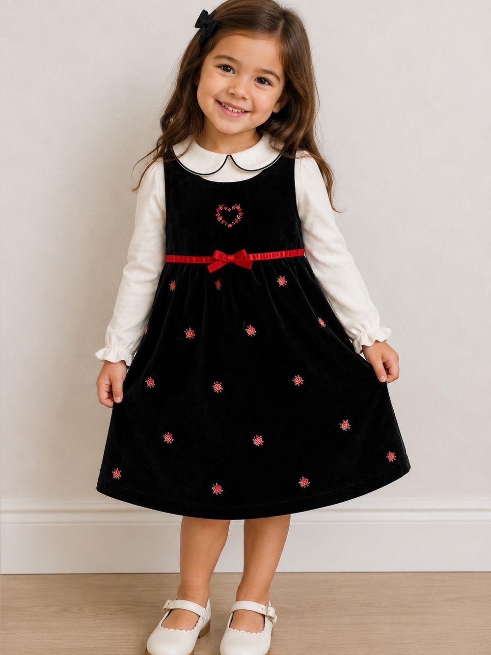 Vintage y2k Just Friends Girls velvet Holiday Dress Size 3T with undershirt